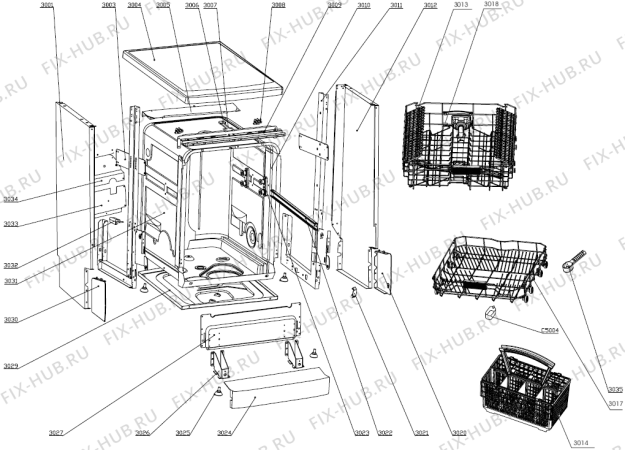 Взрыв-схема посудомоечной машины Gorenje GS62110BW (286648, PMS60S) - Схема узла 03