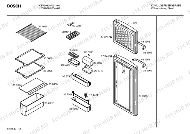 Схема №2 KSV20320 с изображением Дверь для холодильной камеры Bosch 00217389