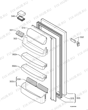 Взрыв-схема холодильника Electrolux ERN22501 - Схема узла Door 003