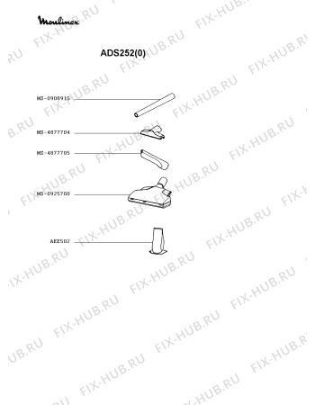 Взрыв-схема пылесоса Moulinex ADS252(0) - Схема узла XP002278.5P2