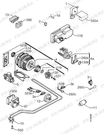 Взрыв-схема посудомоечной машины Privileg 042053 9 - Схема узла Electrical equipment 268