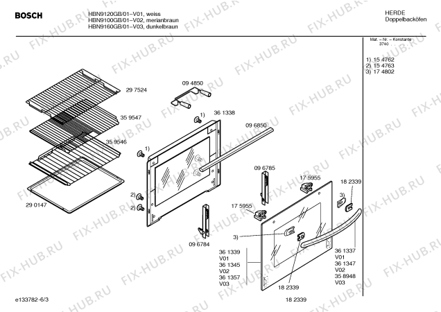 Схема №3 HBN9100GB с изображением Панель управления для плиты (духовки) Bosch 00361344