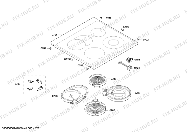 Взрыв-схема плиты (духовки) Bosch HCE854450 - Схема узла 07