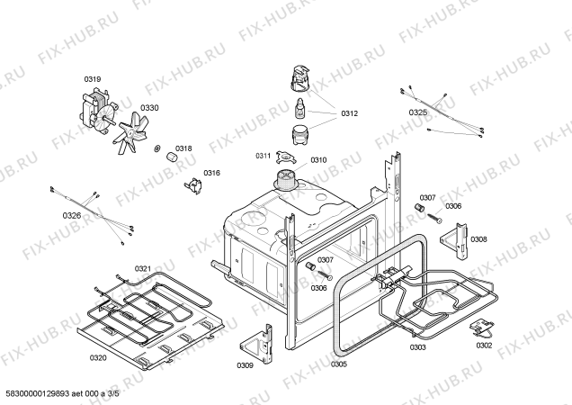 Схема №3 HBN230260E Horno bosch indpnd.multf.negr.reloj ec2 с изображением Передняя часть корпуса для духового шкафа Bosch 00668426