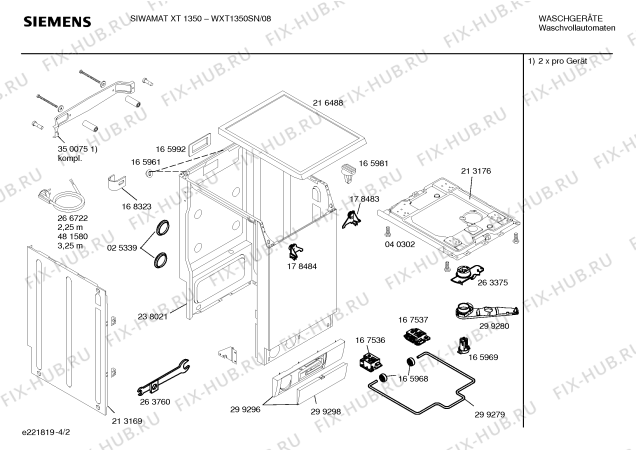 Схема №2 WOL2450EU WOL2450 с изображением Корпус для стиральной машины Bosch 00238021