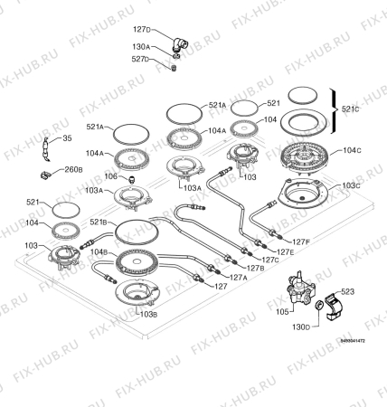 Взрыв-схема плиты (духовки) Zanussi ZGS984CX - Схема узла Functional parts 267