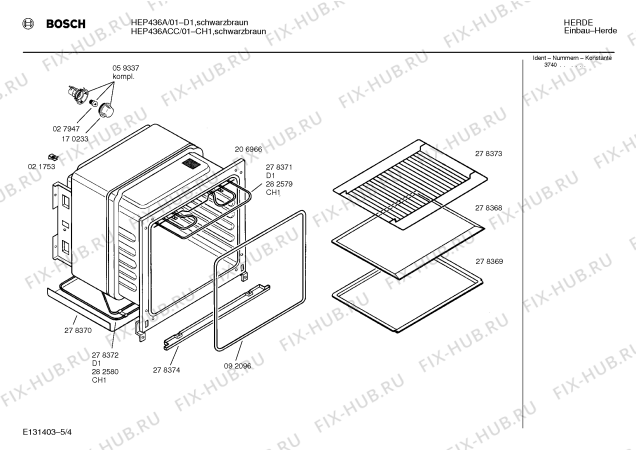 Схема №3 HEP436A с изображением Панель для плиты (духовки) Bosch 00278406
