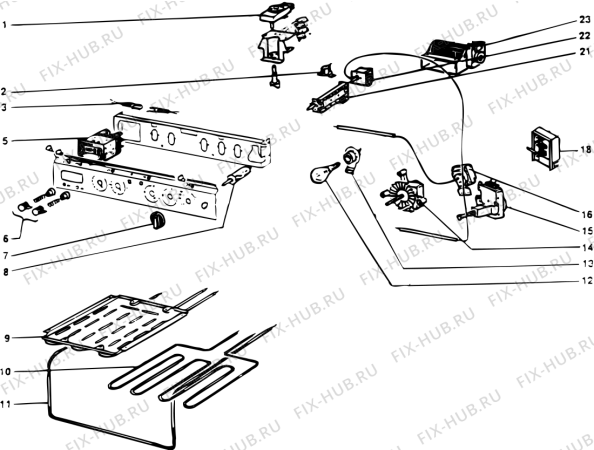 Взрыв-схема плиты (духовки) SCHOLTES C806HWH (F010423) - Схема узла