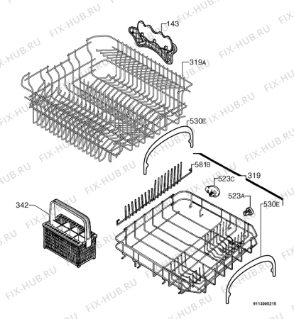 Взрыв-схема посудомоечной машины Electrolux LL12X - Схема узла Basket 160