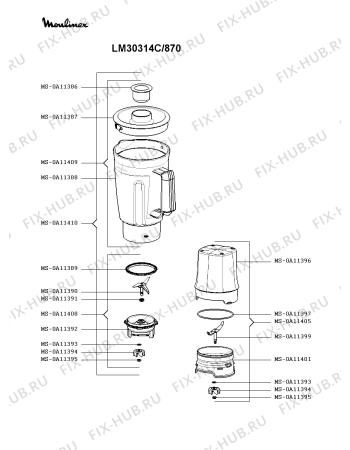 Взрыв-схема блендера (миксера) Moulinex LM30314C/870 - Схема узла 4P004392.4P2