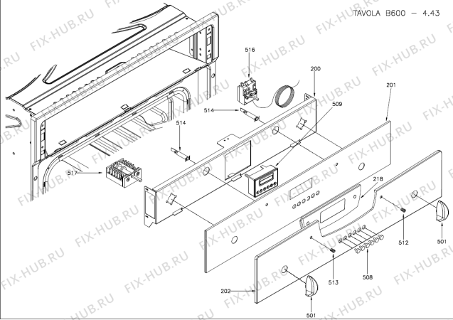 Взрыв-схема плиты (духовки) Gorenje U260MTR (900000820, B600) - Схема узла 03