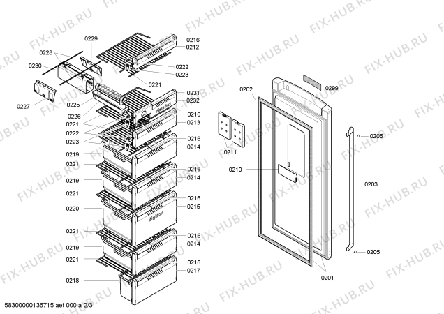 Схема №2 GSN32V17 с изображением Дверь для холодильной камеры Bosch 00247682