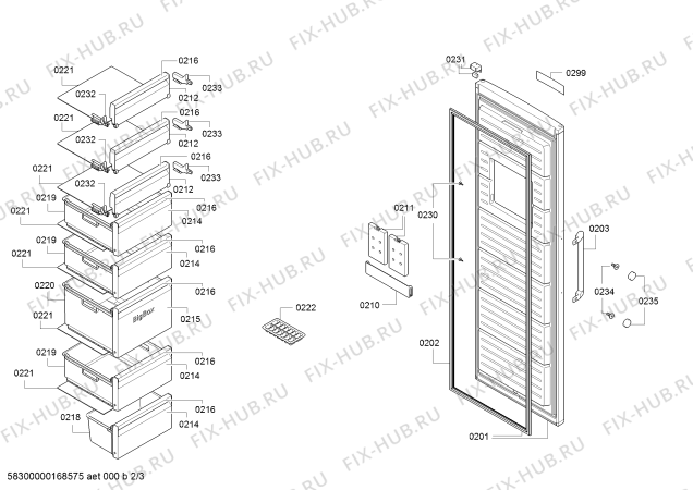 Взрыв-схема холодильника Bosch GSN58AW30 - Схема узла 02