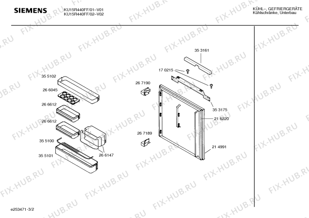 Взрыв-схема холодильника Siemens KU15R440FF - Схема узла 02