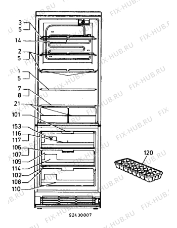 Взрыв-схема холодильника Electrolux TR1258 - Схема узла Internal parts