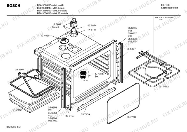 Схема №4 HBN3520 с изображением Инструкция по эксплуатации для электропечи Bosch 00581456