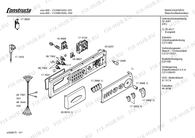 Схема №3 CV50810 Constructa VIVA 800 с изображением Кабель для стиралки Bosch 00481644