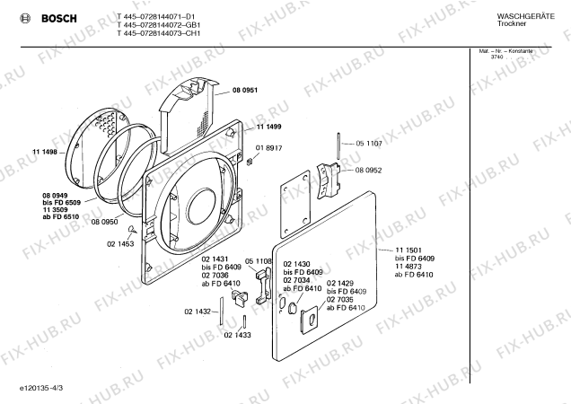 Взрыв-схема сушильной машины Bosch 0728144072 T445 - Схема узла 03