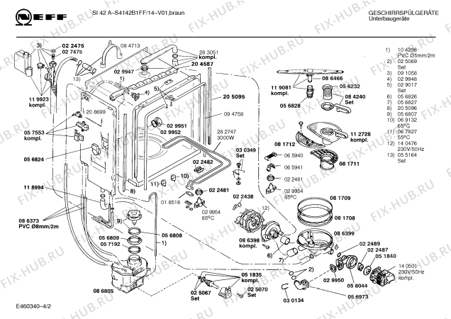 Схема №3 S4142B1FF si42a с изображением Панель для посудомойки Bosch 00284964