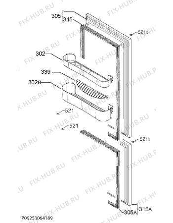 Взрыв-схема холодильника Zanker KRB33104XA - Схема узла Door 003
