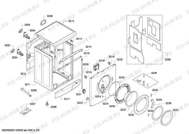 Взрыв-схема стиральной машины Bosch WAE32393 Maxx 6 VarioPerfect - Схема узла 02