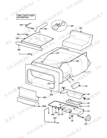 Взрыв-схема плиты (духовки) Zanussi ZCG7900XN - Схема узла H10 Grill cavity assy