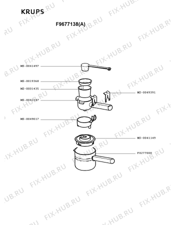 Взрыв-схема кофеварки (кофемашины) Krups F9677138(A) - Схема узла BP001883.9P2