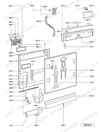 Схема №2 WP 75/2 с изображением Панель для электропосудомоечной машины Whirlpool 481245373593