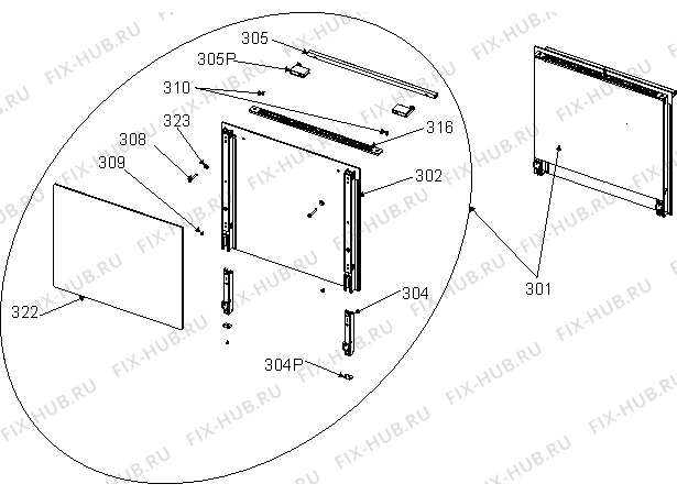 Схема №3 KEC52120MW (344431, 352B.10) с изображением Дверь (стекло) духовки для электропечи Gorenje 423088