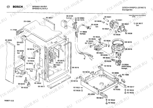 Взрыв-схема посудомоечной машины Bosch SPS5021 - Схема узла 02