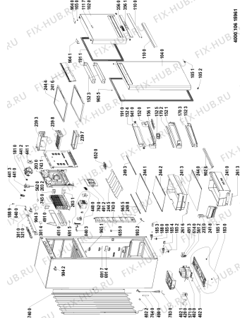 Схема №1 WTV45972 NFC IX с изображением Часть корпуса для холодильной камеры Whirlpool 481010589119
