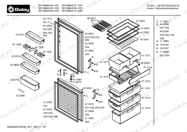 Схема №4 3KF4866A с изображением Дверь для холодильной камеры Bosch 00242067