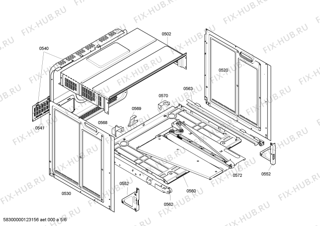 Взрыв-схема плиты (духовки) Bosch HBN565651 - Схема узла 05