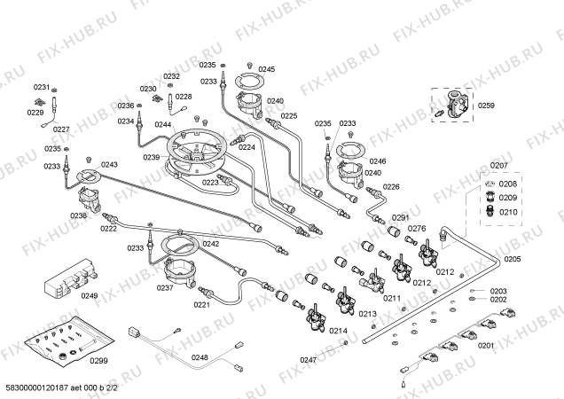 Взрыв-схема плиты (духовки) Bosch PCL985FAU - Схема узла 02