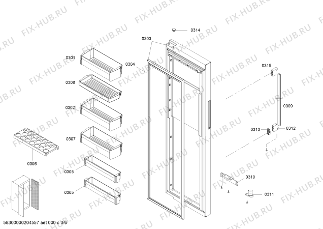 Схема №2 KAD92SB30 с изображением Дверь для холодильника Bosch 00717961
