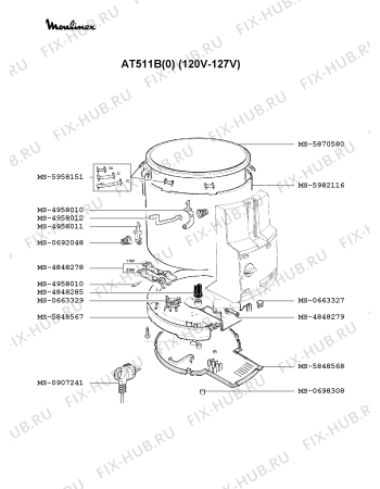 Взрыв-схема тостера (фритюрницы) Moulinex AT511B(0) - Схема узла YP002113.0P2