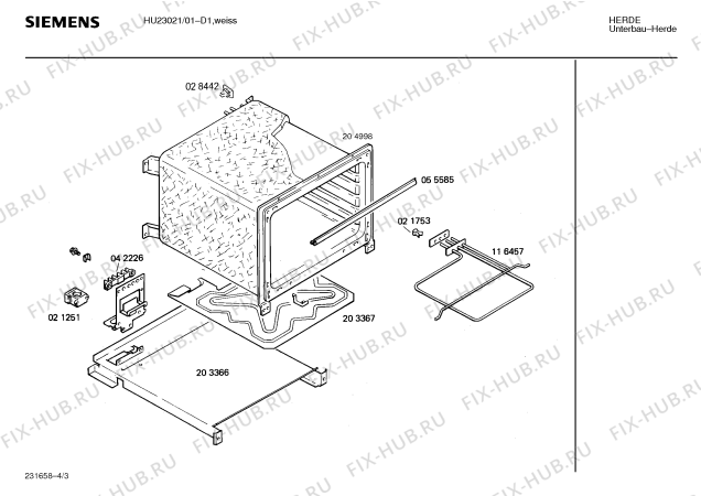 Взрыв-схема плиты (духовки) Siemens HU23021 - Схема узла 03