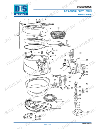 Схема №1 F 885V DIVA с изображением Обшивка для электрофритюрницы DELONGHI 5925113100