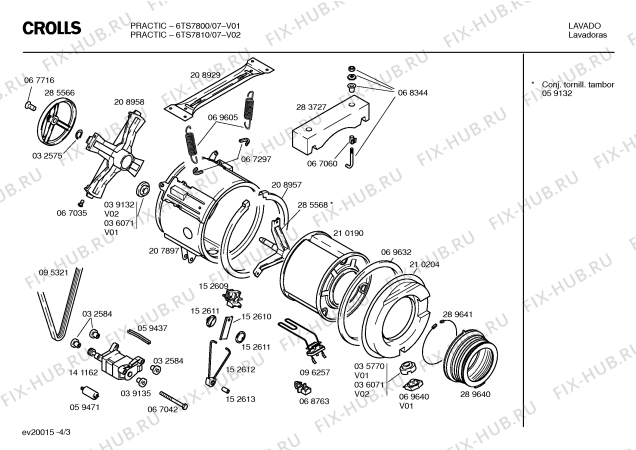 Схема №3 6TS7810 PRACTIC с изображением Кабель для стиралки Bosch 00290027