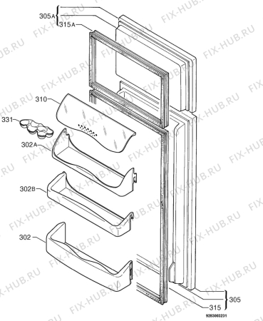 Взрыв-схема холодильника Zanussi ZD20/9R - Схема узла Door 003