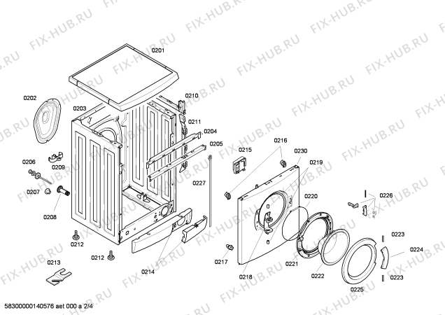 Взрыв-схема стиральной машины Bosch WAE20424IT - Схема узла 02