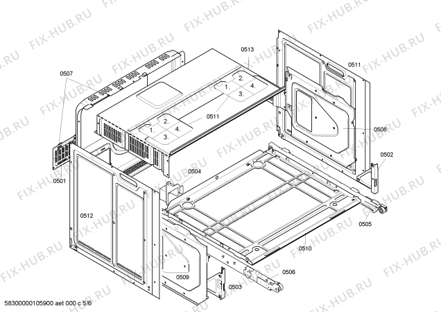 Взрыв-схема плиты (духовки) Siemens HE654511 - Схема узла 05