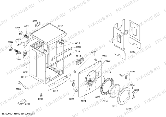 Взрыв-схема стиральной машины Bosch WAE28161FG Bosch Maxx 7 - Схема узла 02