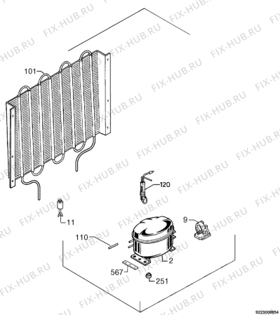 Взрыв-схема холодильника Zanussi ZBF3084 - Схема узла Cooling system 017