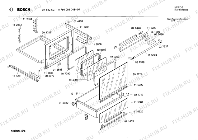 Взрыв-схема плиты (духовки) Bosch 0750092048 EH682SG - Схема узла 05