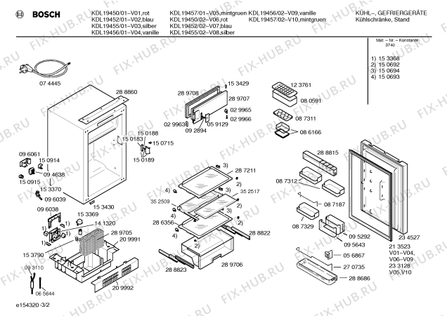 Взрыв-схема холодильника Bosch KDL19450 - Схема узла 02