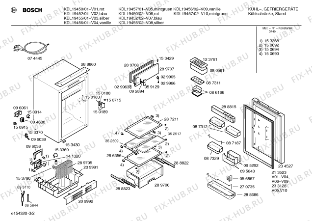 Схема №2 KDL1955 с изображением Шарнир для холодильной камеры Bosch 00266734