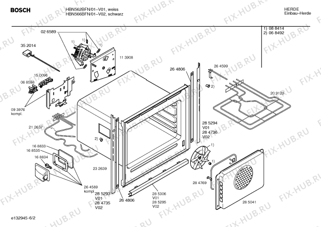 Схема №2 HBN562BFN с изображением Инструкция по эксплуатации для электропечи Bosch 00522384