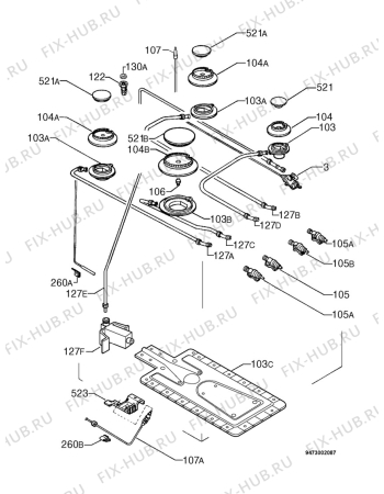 Взрыв-схема плиты (духовки) Zoppas P951 - Схема узла Functional parts 267