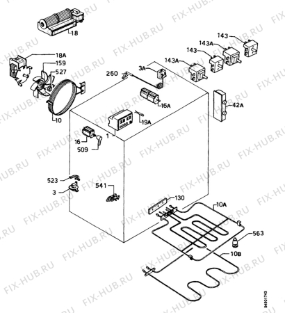 Взрыв-схема плиты (духовки) Alno AHE4142UD - Схема узла Functional parts